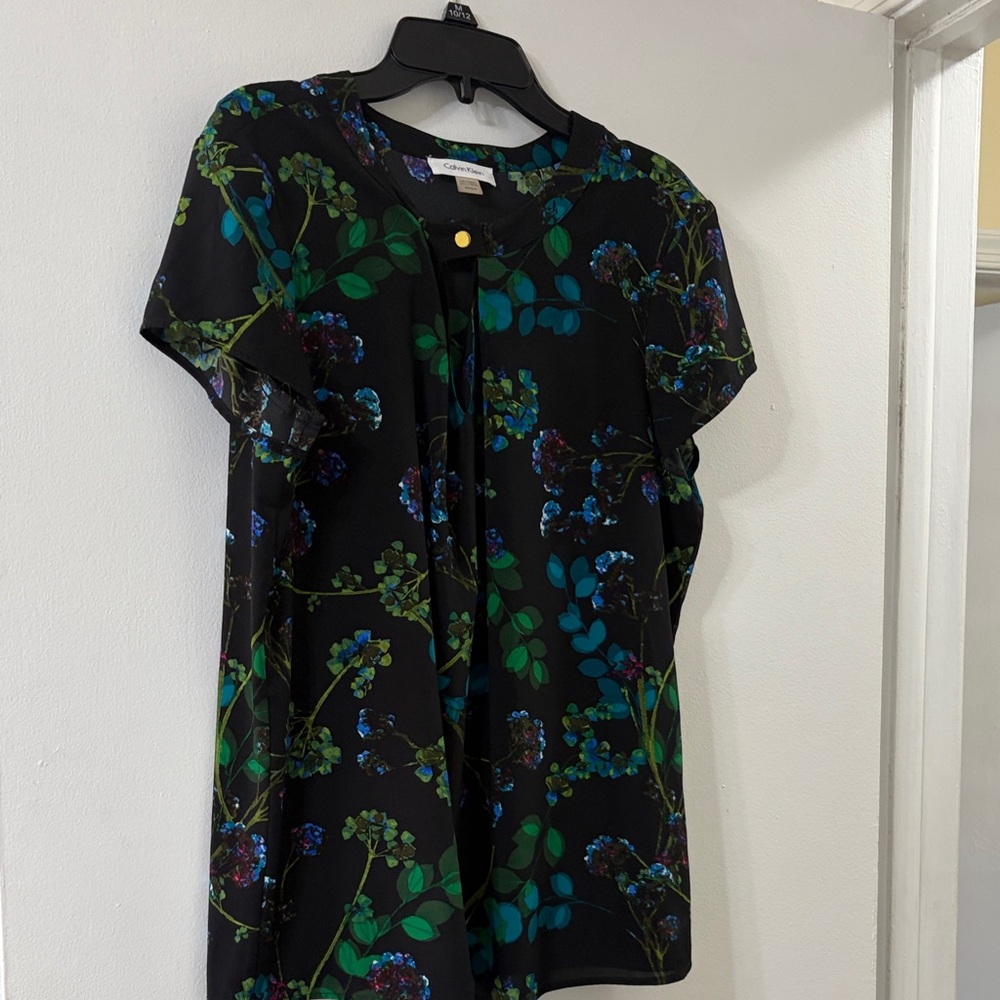Calvin Klein Floral Black Blouse